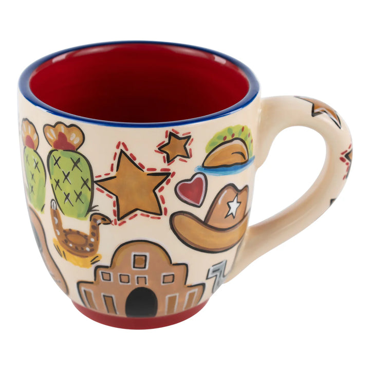 State of Texas Floral Coffee Mug - Hand-Painted Ceramic (16 oz)