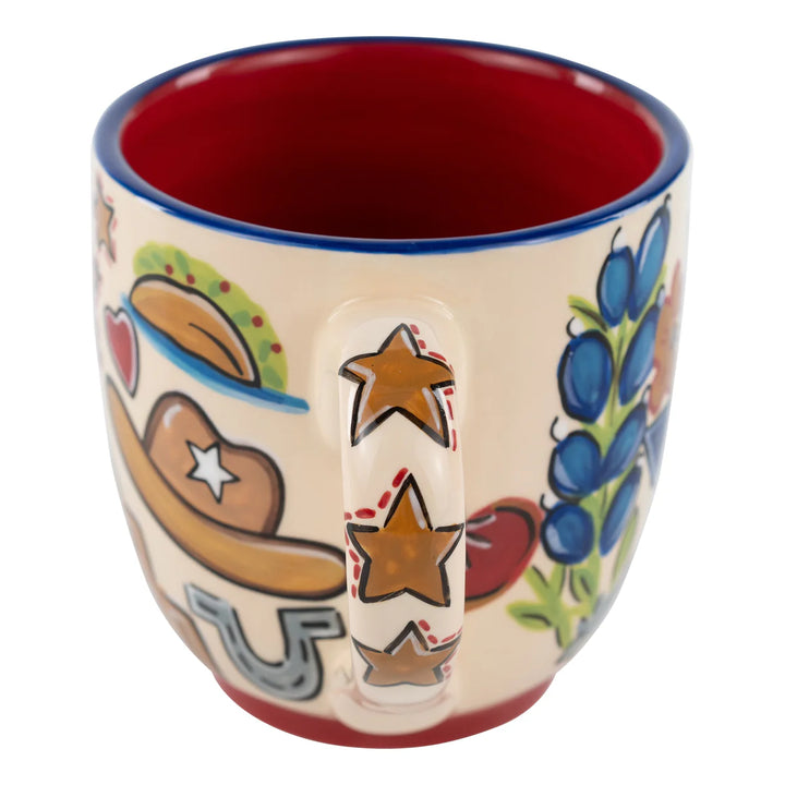 State of Texas Floral Coffee Mug - Hand-Painted Ceramic (16 oz)