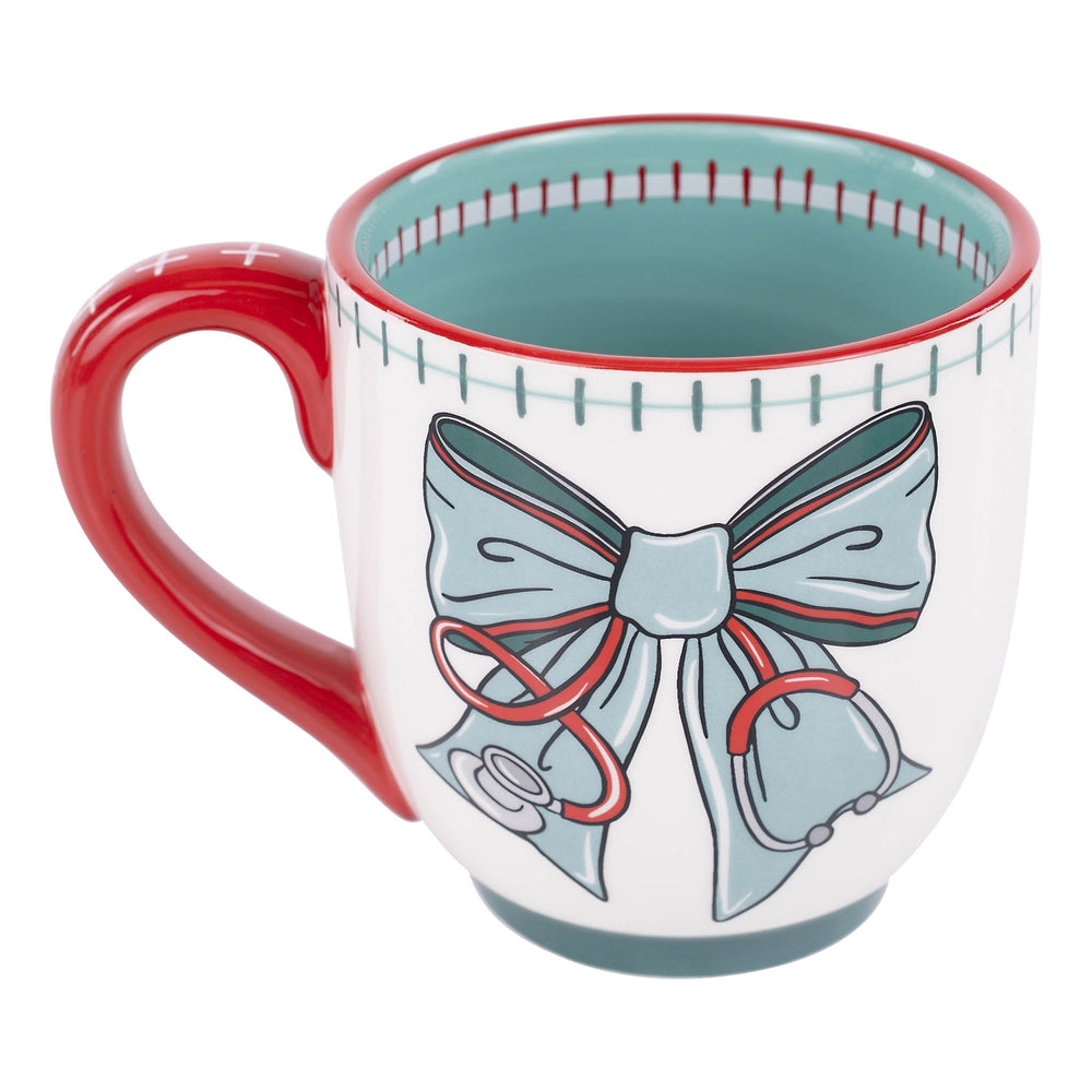 Coffee Notes & Stethoscopes Mug back view — fun and heartfelt design for the healthcare professional in your life.