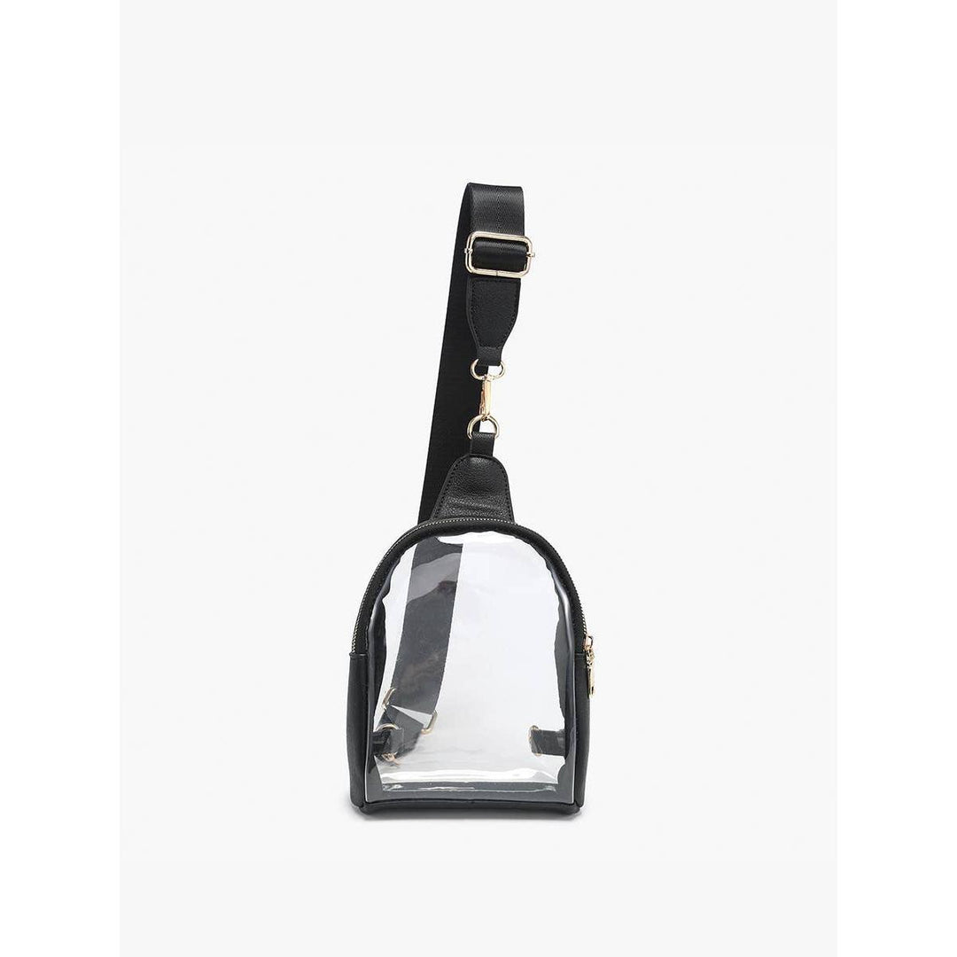 Jen &amp; Co Ellen Clear Sling Bag | Stadium-Approved | Removable Guitar Strap