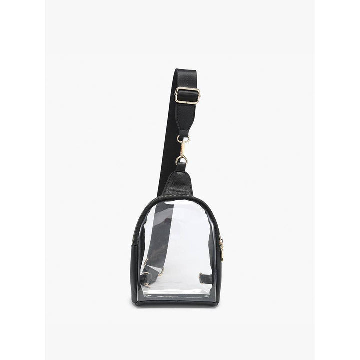 Jen &amp; Co Ellen Clear Sling Bag | Stadium-Approved | Removable Guitar Strap