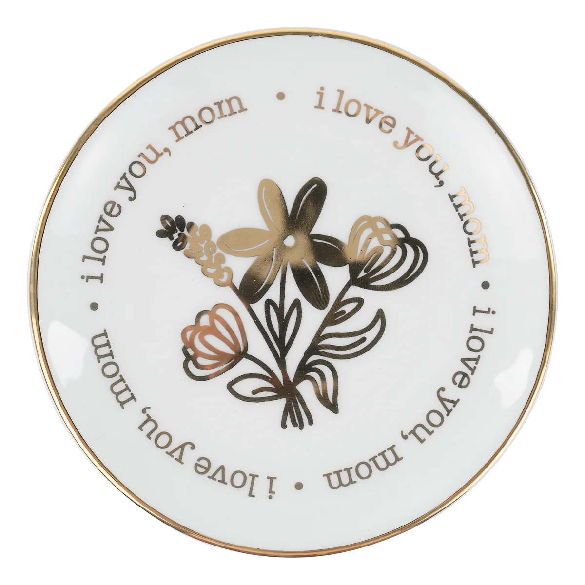 I Love You Mom Gold Trinket Tray