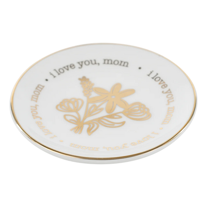 I Love You Mom Gold Trinket Tray