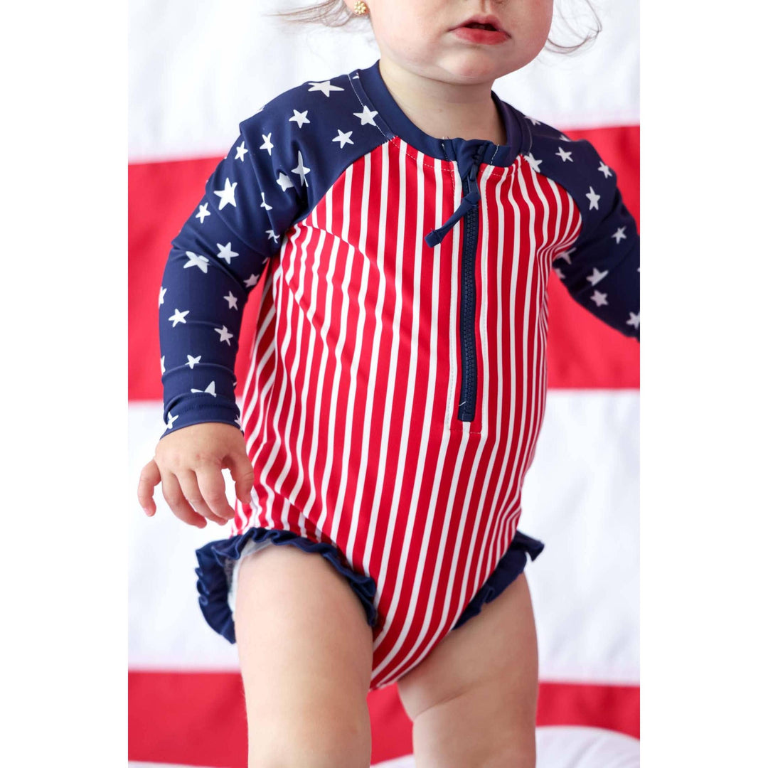 Long Sleeve Rash Guard with Front Zipper | Stars &amp; Stripes Party