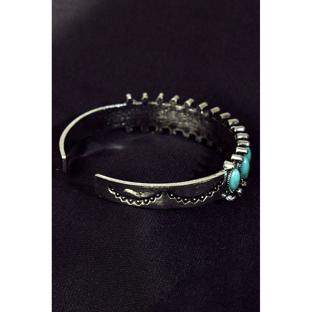 Green Boho Turquoise Gem Beaded Open Bracelet