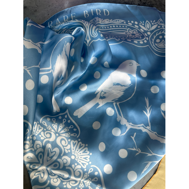 A Rare bird Blue Rare Bird Original Silk Rayon Wild Rag