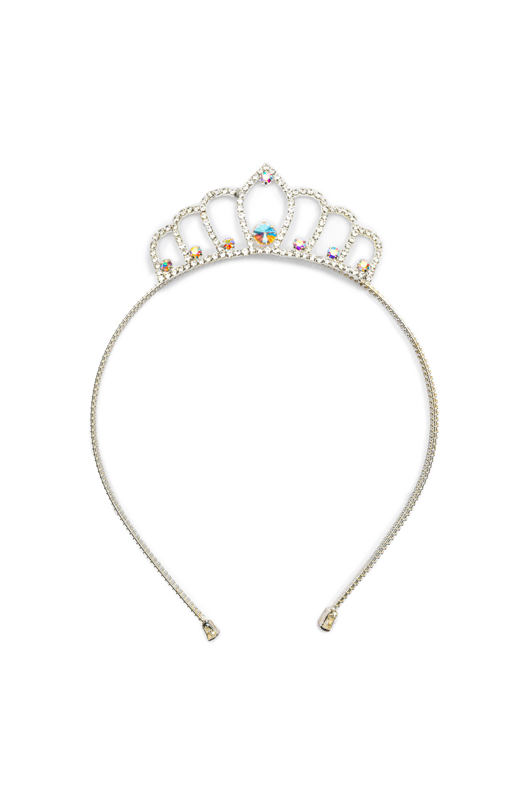 Great Pretenders Rhinestone Tiara Headband with silver double band for girls