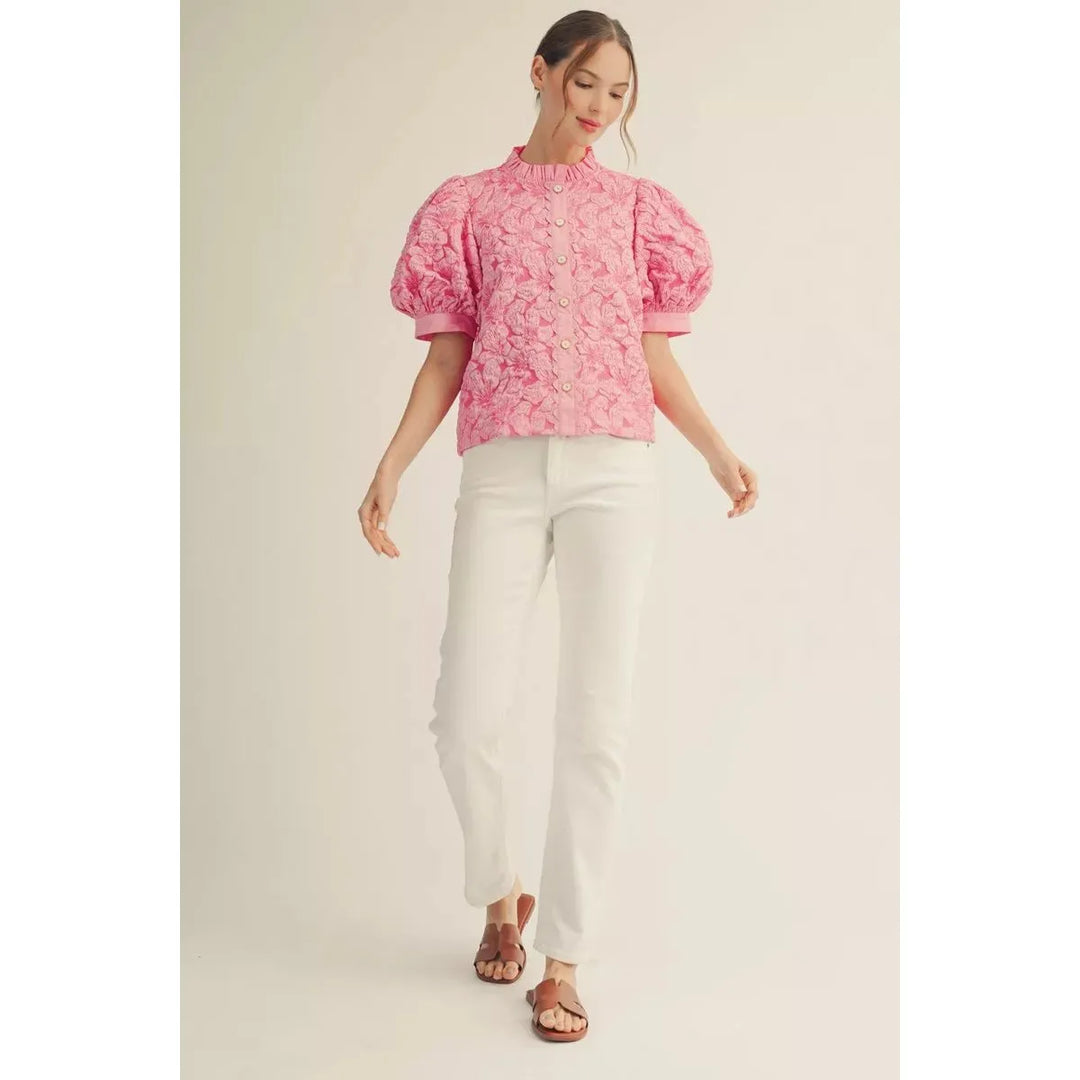 The Rosalie Button-Down Jacquard Top