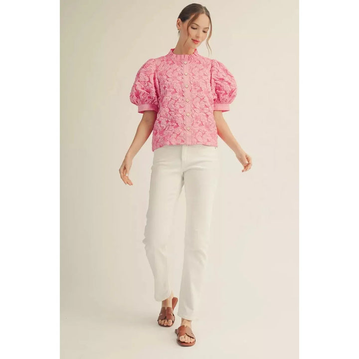 The Rosalie Button-Down Jacquard Top