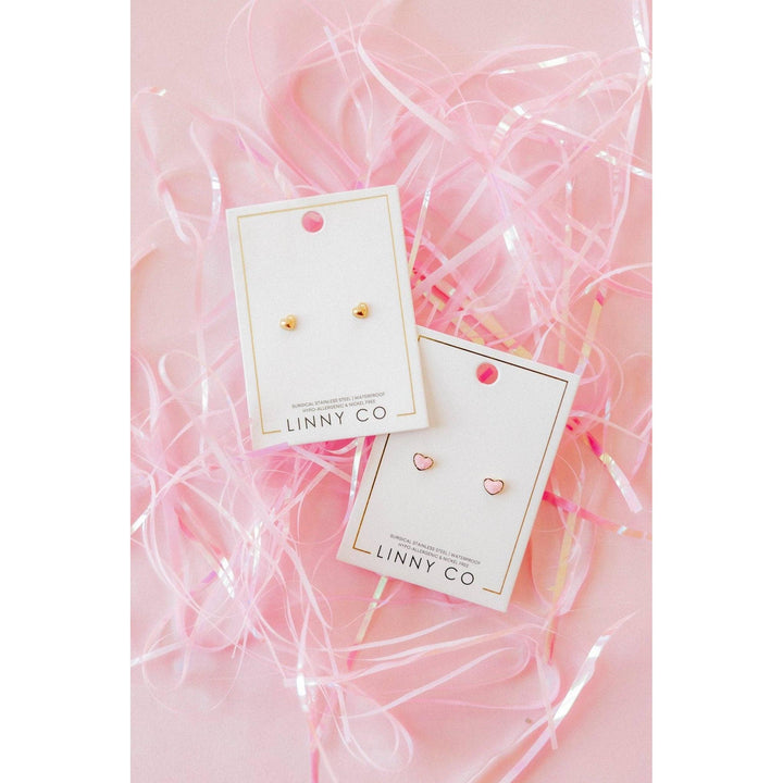 Screwback Stud Earrings - Nora Heart Pink
