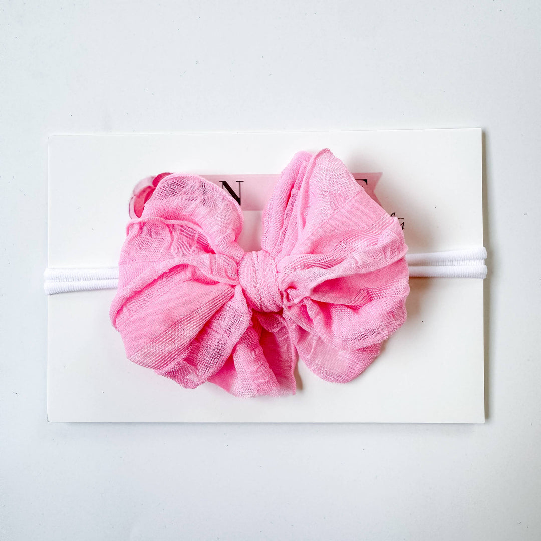 Skinny Mini Ruffle Headband- Bubblegum
