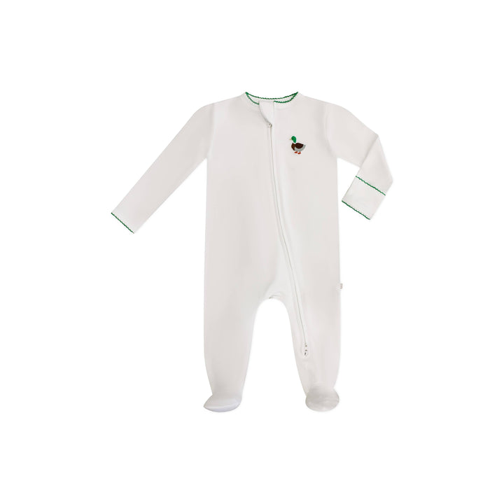 Pip Embroidered Zip Romper -Mallards