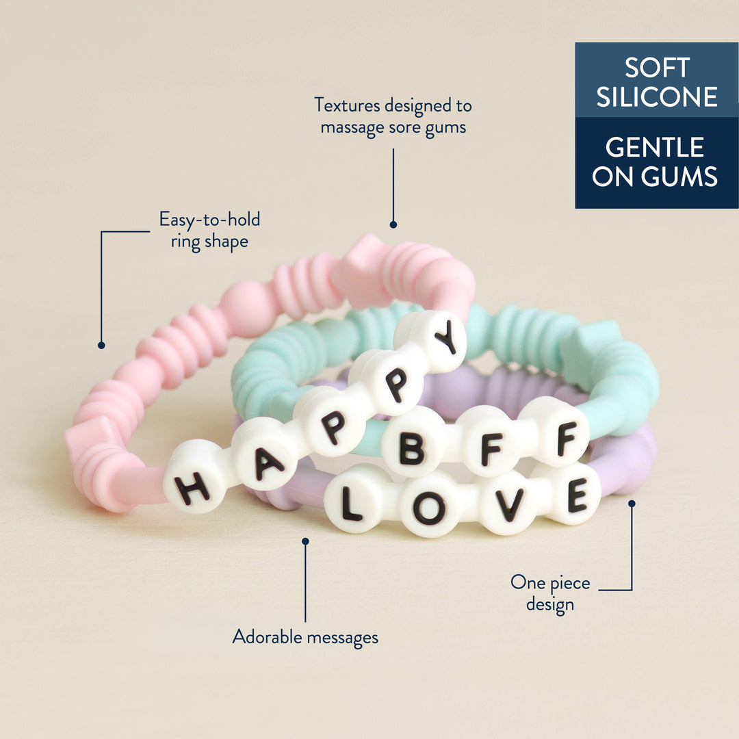 Itzy Ritzy Bitzy Bands™ - Silicone Teething Rings Friendship Bracelet Set