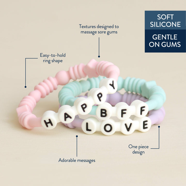 Itzy Ritzy Bitzy Bands™ - Silicone Teething Rings Friendship Bracelet Set