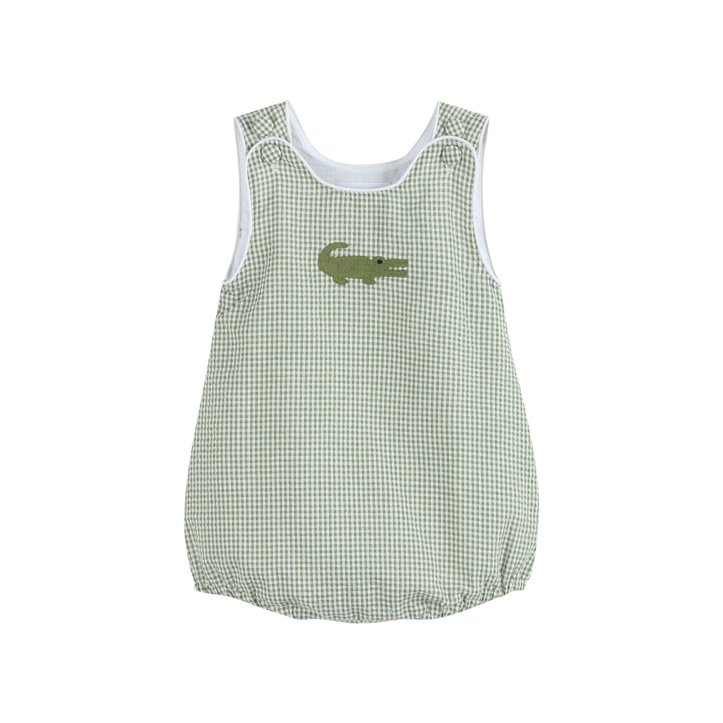 Green Gingham Alligator Bubble Romper