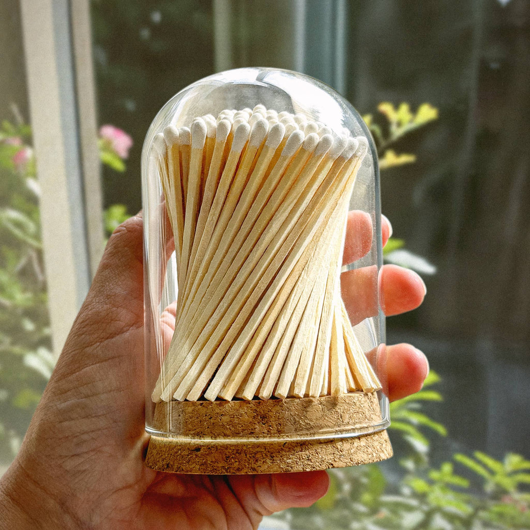 4" Matches in Premium Glass Cloche