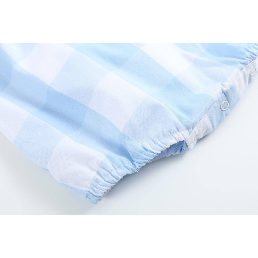 Light Blue Gingham American Flag Romper