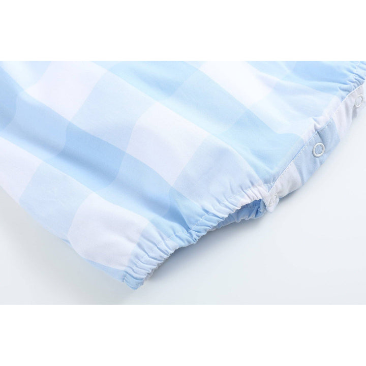 Light Blue Gingham American Flag Romper