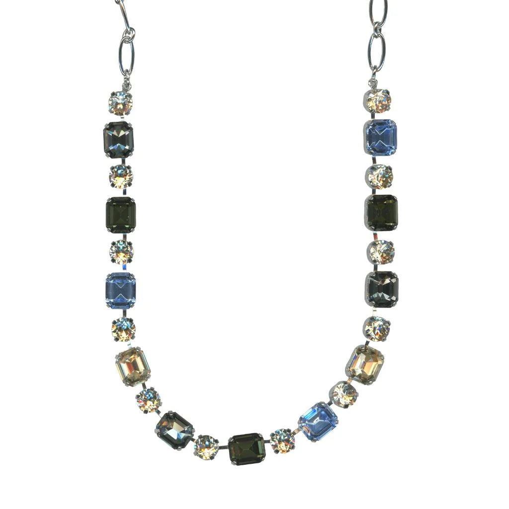 Medium Emerald Cut and Round Necklace in "Morning Mist"