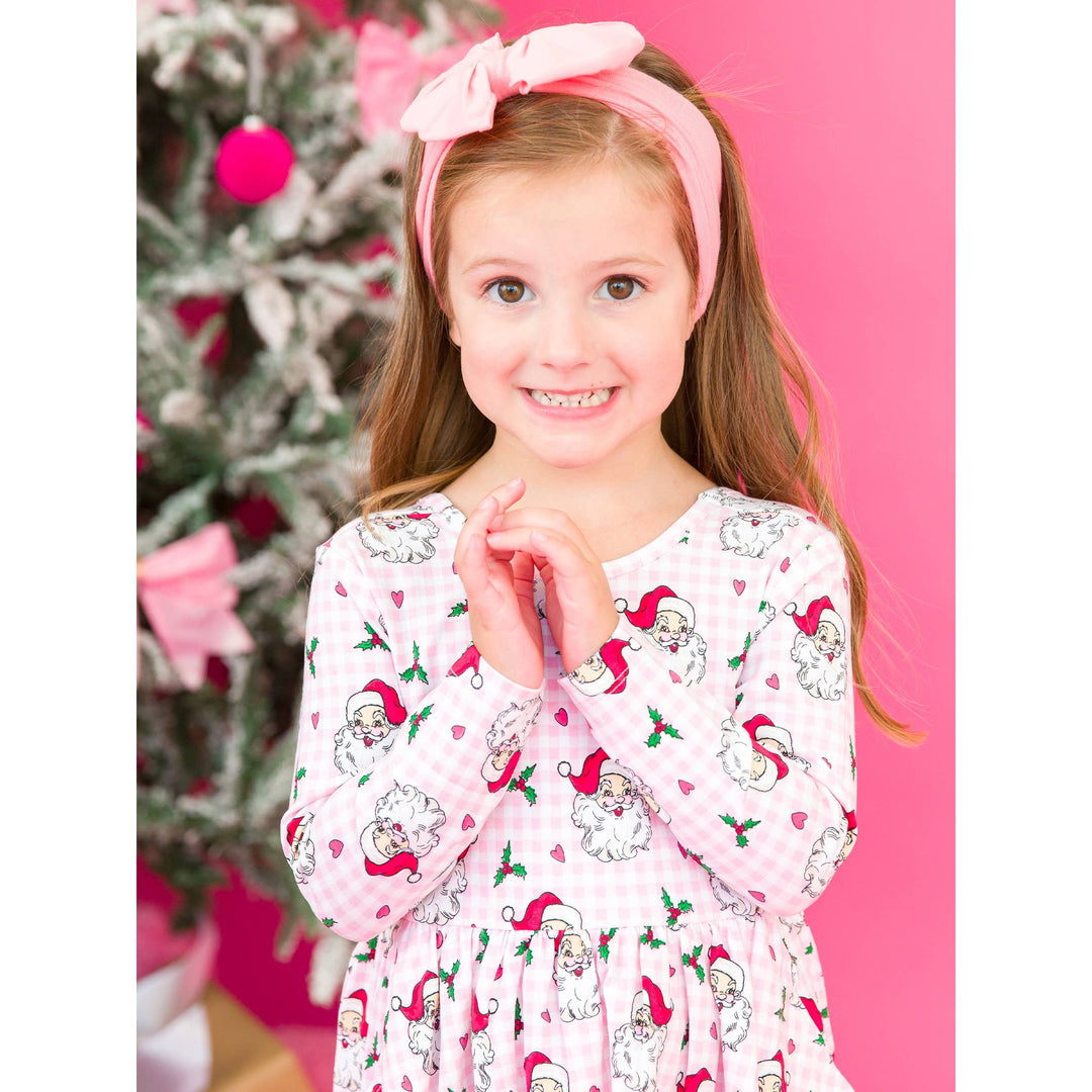 Girls Dear Santa Knit Long Sleeve Twirl Dress