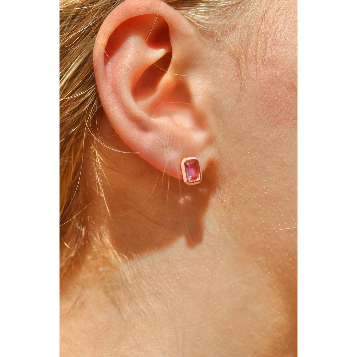 Screwback Stud Earrings - Whitney Bubblegum Pink