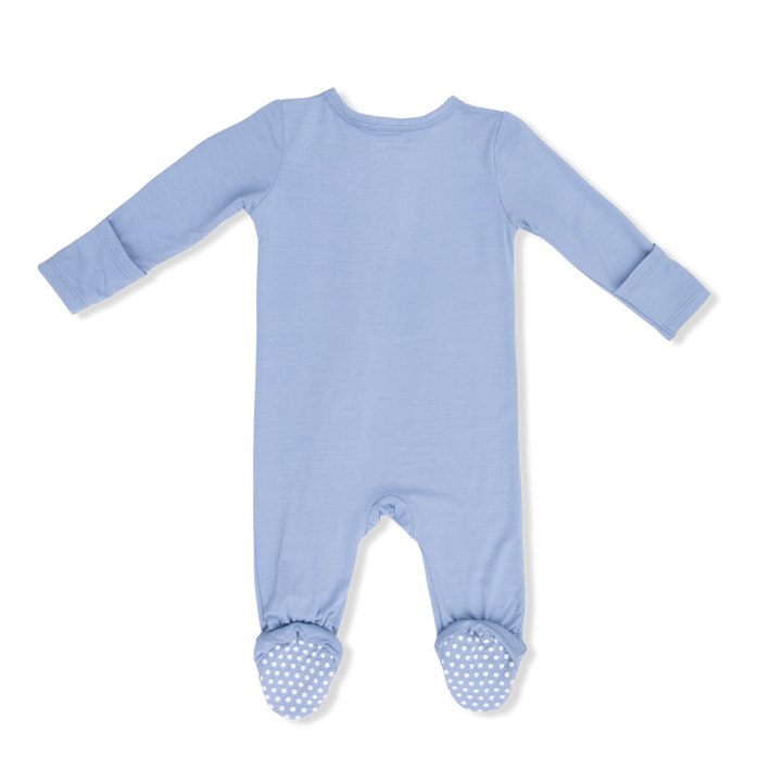 Angel Dear Solid Blue Fog — 2 Way Zipper Footie