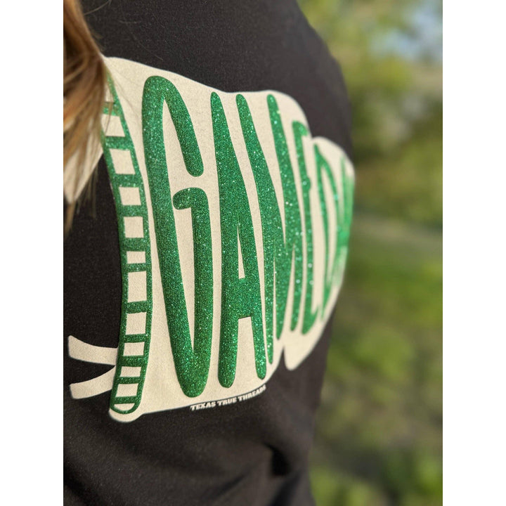 Pennant Game Day in White Ink with Glitter Puff Tee