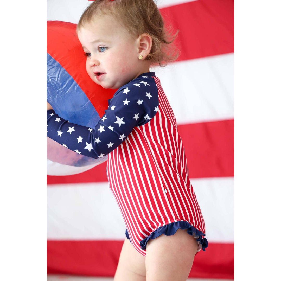Long Sleeve Rash Guard with Front Zipper | Stars &amp; Stripes Party