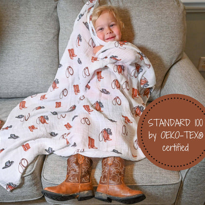 Life Is Better In Boots Western Baby Muslin Swaddle Blanket