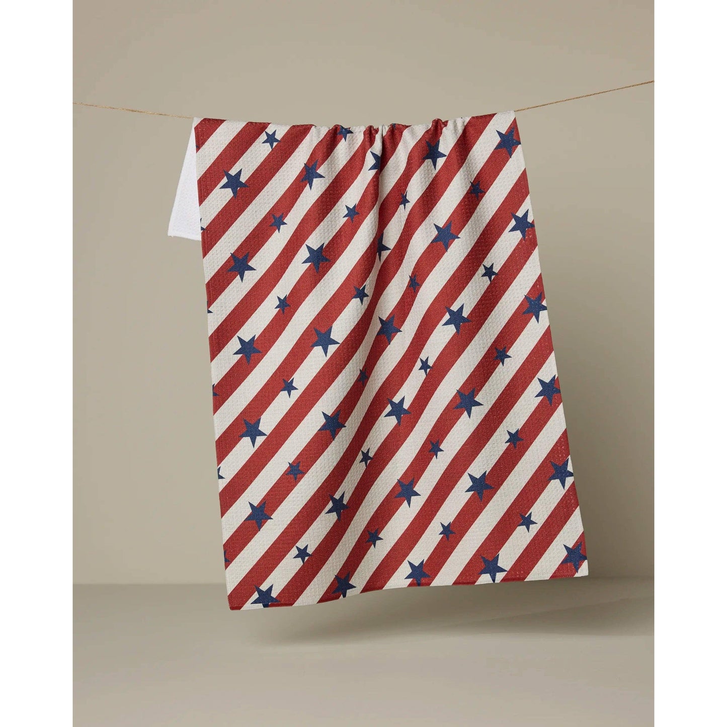 Geometry House Patriotic Stripe Tea Towel - Red White Blue Americana Print Eco-Friendly Geoweave Kitchen Towel 18x30