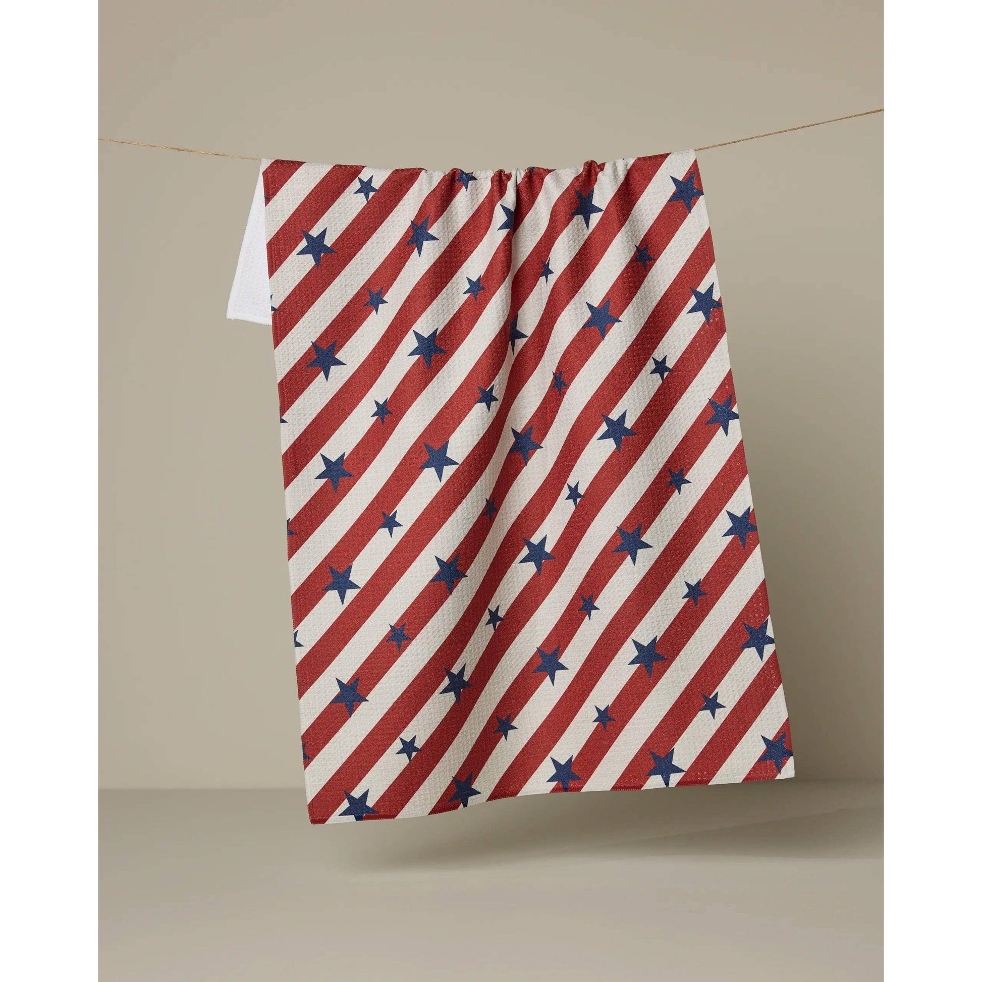 Geometry House Patriotic Stripe Tea Towel - Red White Blue Americana Print Eco-Friendly Geoweave Kitchen Towel 18x30