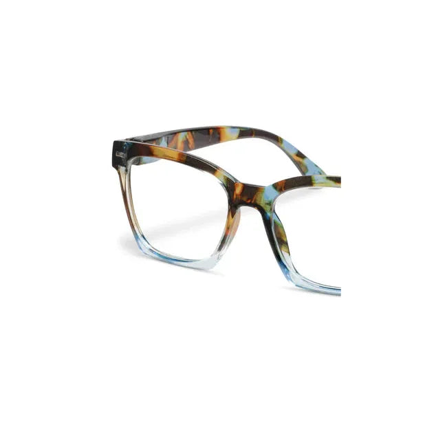 Peepers Birdie Progressives Blue Quartz Colorblock reading glasses featuring a lightweight acetate frame.