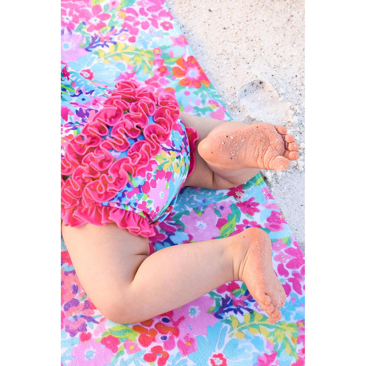 Long Sleeve Rash Guard With Ruffle Bottom | Petal Splash