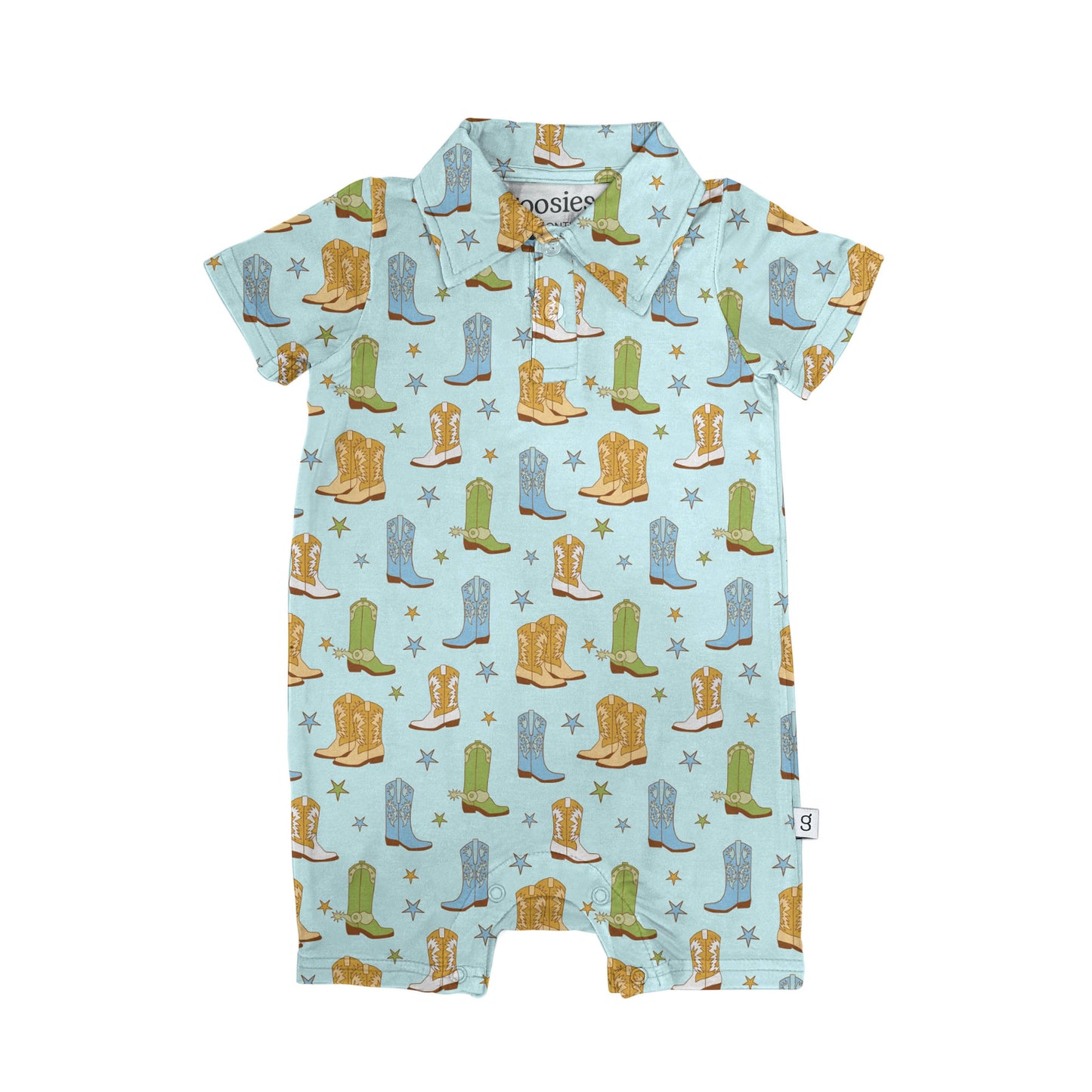 Cowboy Boots & Stars - SS Polo Romper