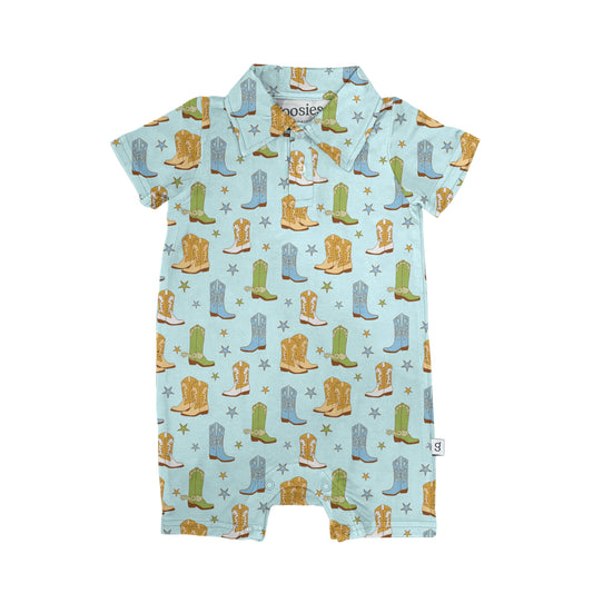 Cowboy Boots & Stars - SS Polo Romper