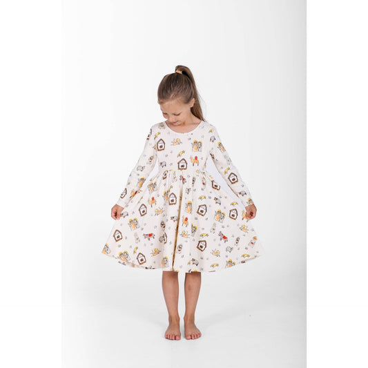 Away in a Manger Twirl Dress Cotton
