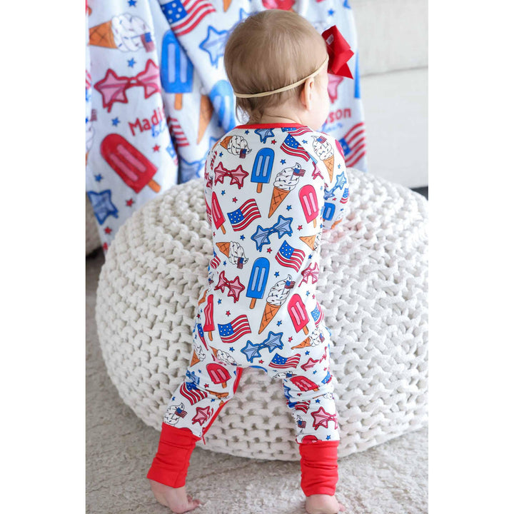 Convertible Zip Romper | Red, White &amp; Cool