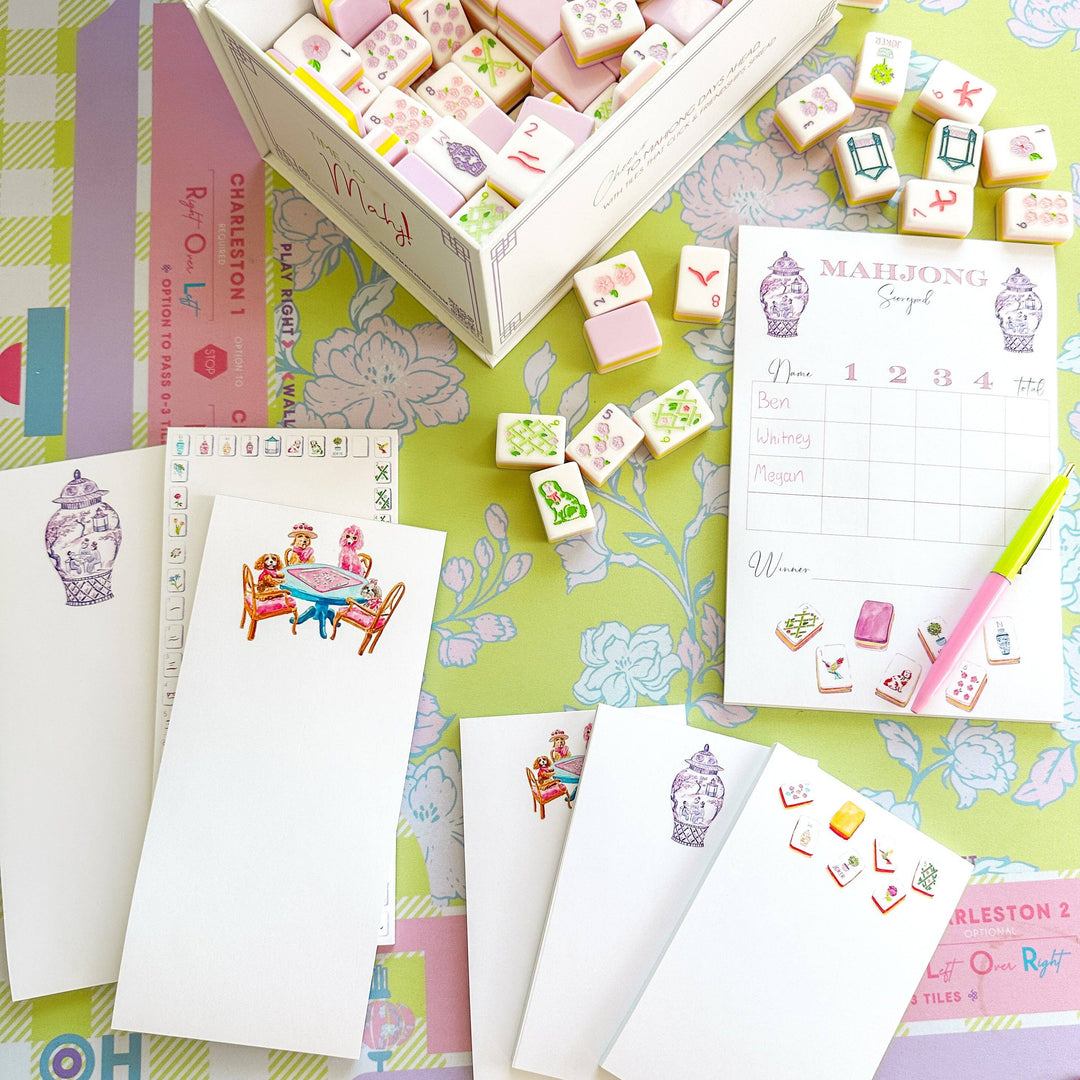 Taylor Paladino Dogs Playing Mahjong Notepad - 4x6 Watercolor Stationery