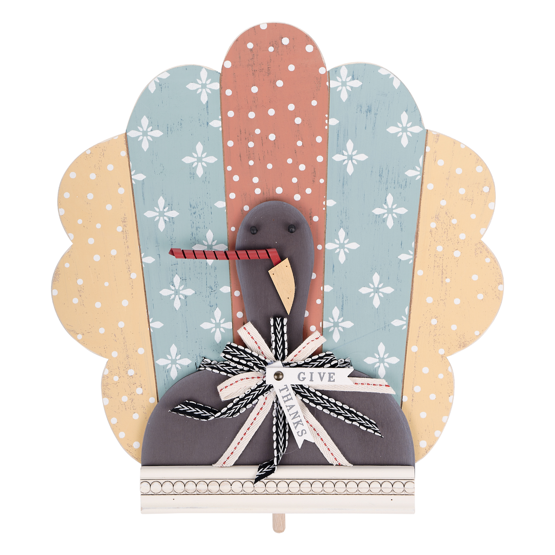 Colorful Give Thanks Turkey Topper - Fall Decor