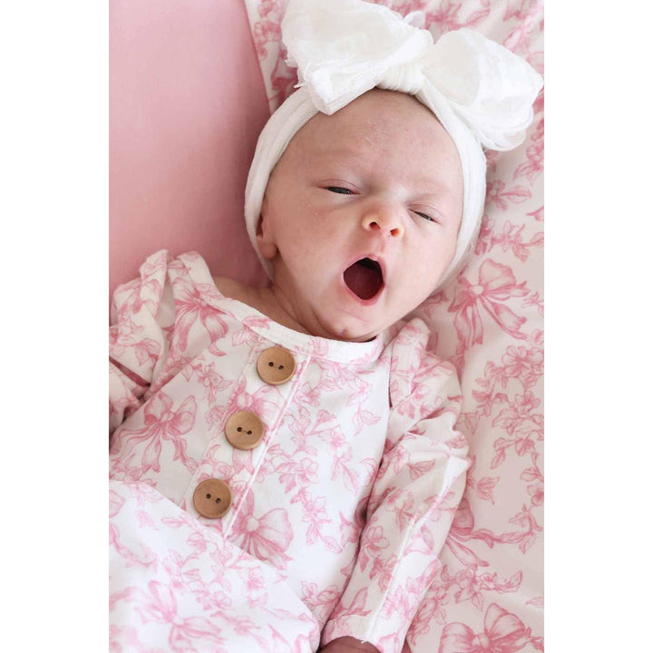 Fancy Frills Newborn Baby Knot Gown &amp; Hat Set