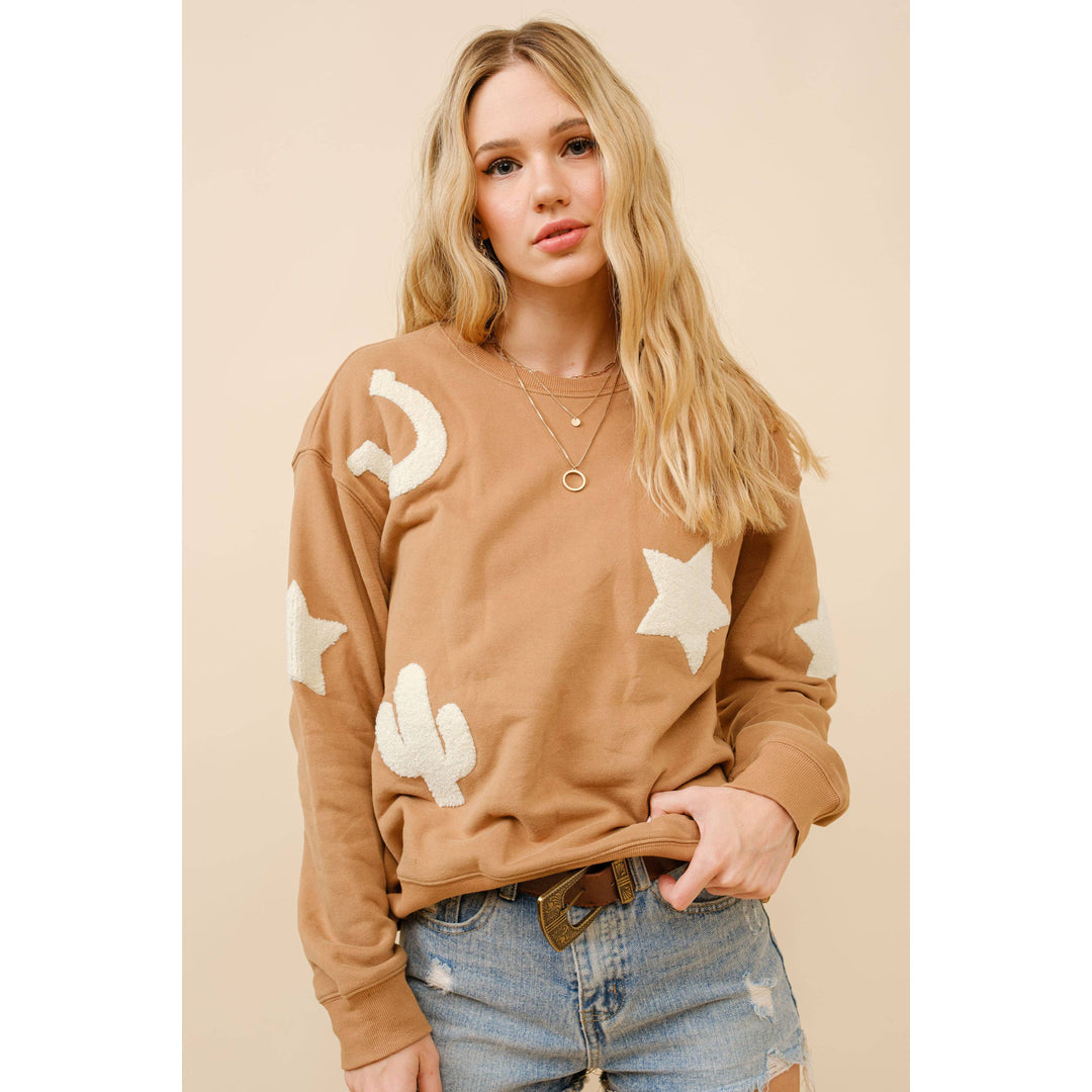 Western Textured Patchwork Sweatshirt