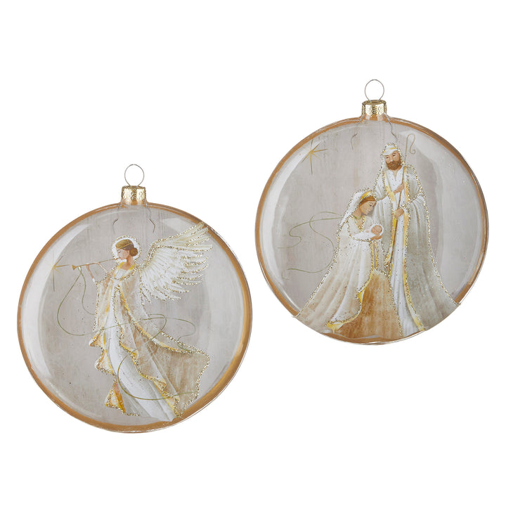 RAZ 5" Holy Family and Angel Disc Ornament - Style 2