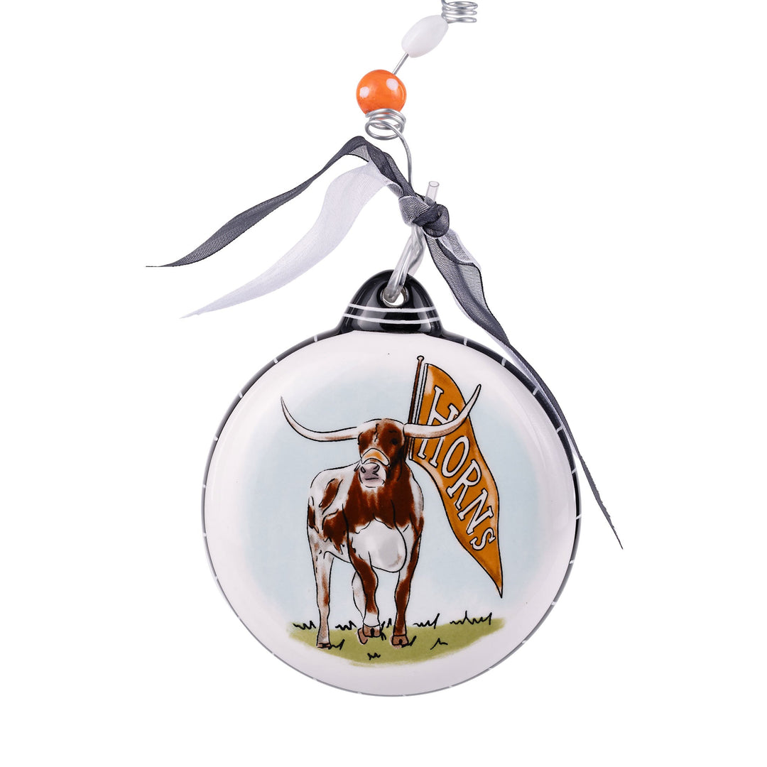 Glory Haus Texas Mascot Puff Ornament — UT Longhorn spirit in a hand-painted puff ornament. Hook &
