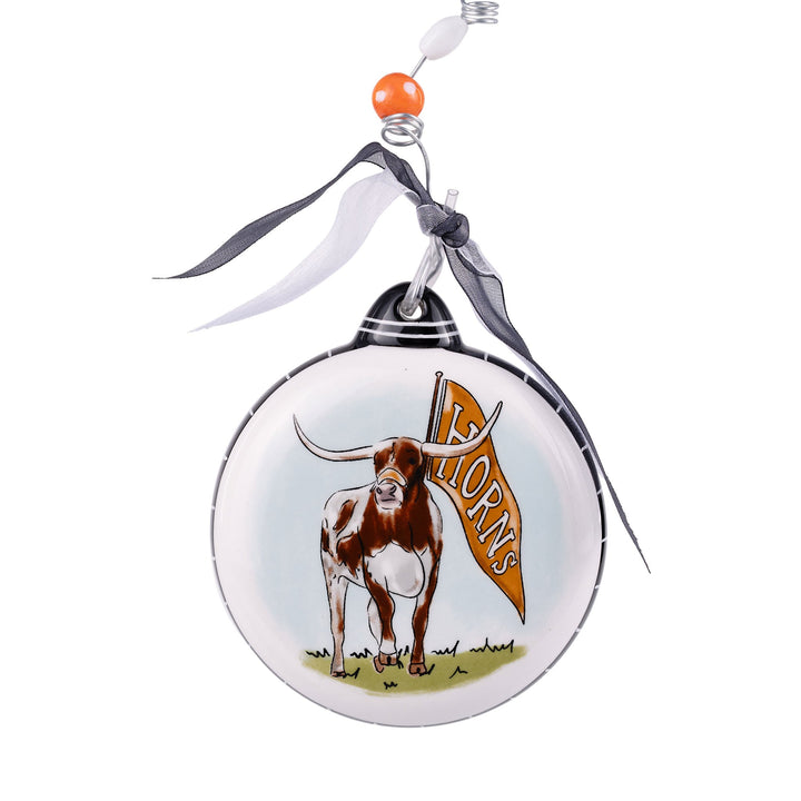 Glory Haus Texas Mascot Puff Ornament — UT Longhorn spirit in a hand-painted puff ornament. Hook &