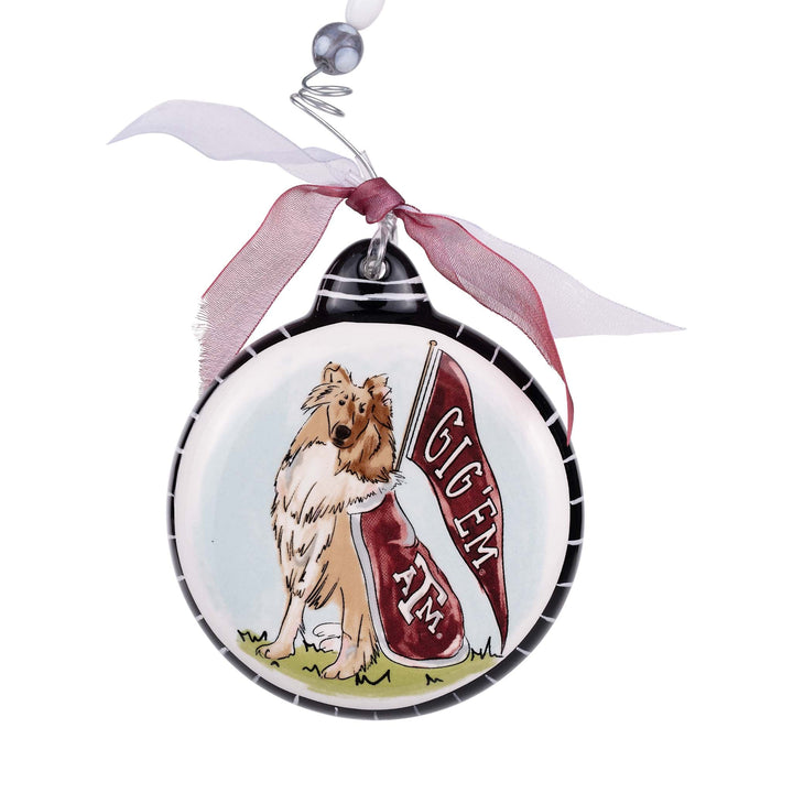 Texas A&amp;M Mascot Puff Ornament back view — maroon and white team colors in a collectible Glory Haus ornament.