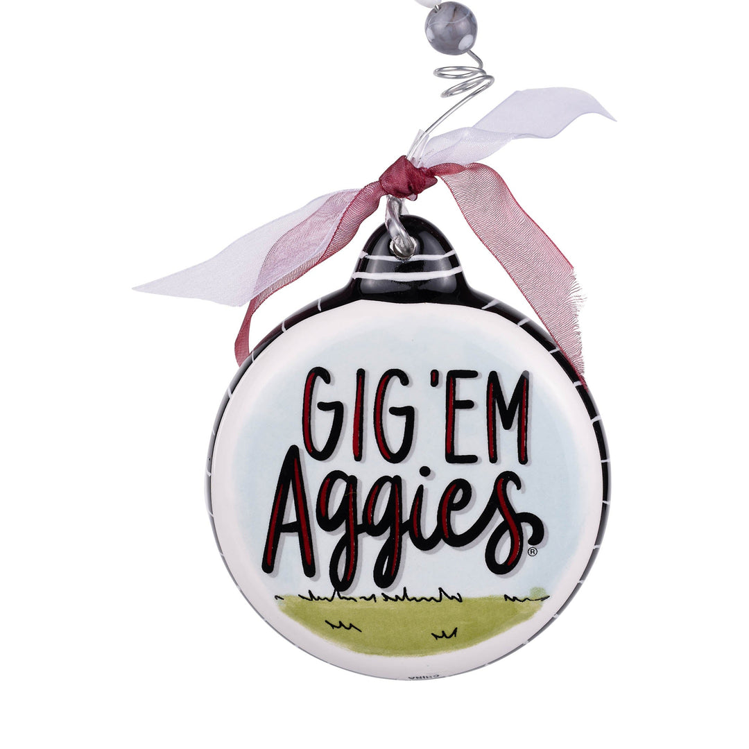 Glory Haus Texas A&amp;M Mascot Puff Ornament — bold Aggie school spirit in a hand-painted puff ornament. Gig &