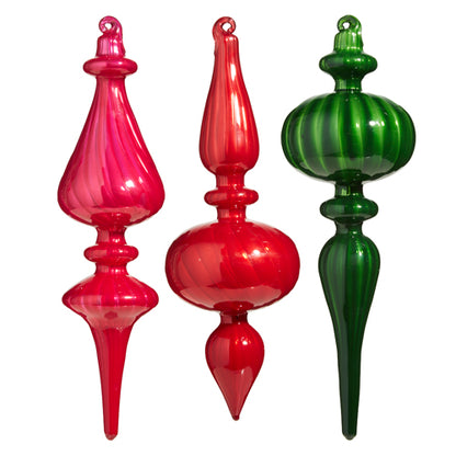 9.75" Blown Glass Finial Ornament