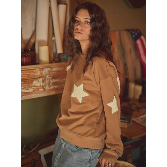 Western Textured Patchwork Sweatshirt