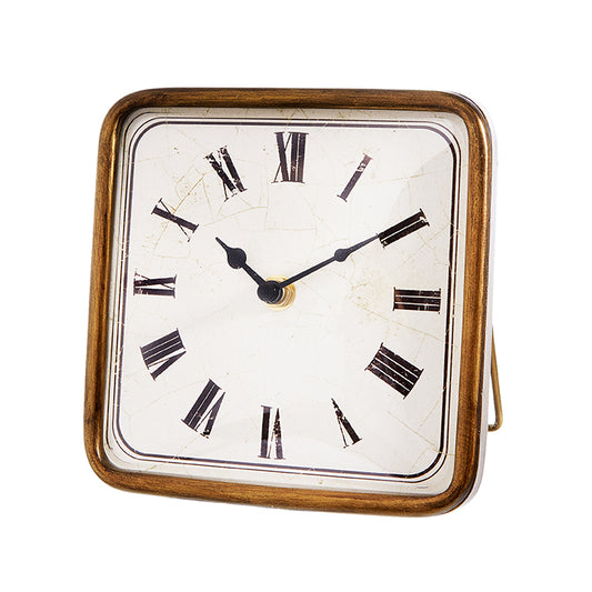 6.25" Antique Gold Square Clock