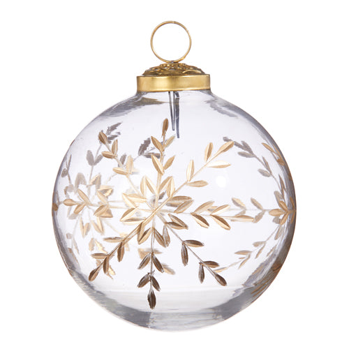 4" GOLD ETCHED SNOWFLAKE BALL ORNAMENT